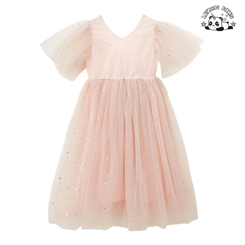 LEZONKIDS - Novo Produto de 2024 Vestidos de Tule Elegantes e Fofos para Meninas e Crianças para Festa e Domingo